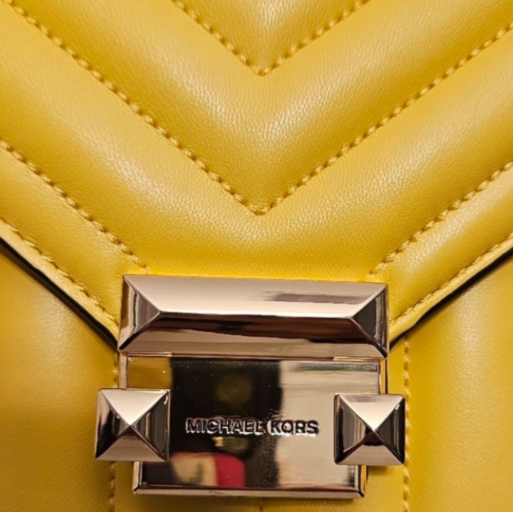 Michael Kors Whitney Golden Yellow Shoulder Bag,Pic # 2 most accurate in Color - Picture 3 of 4